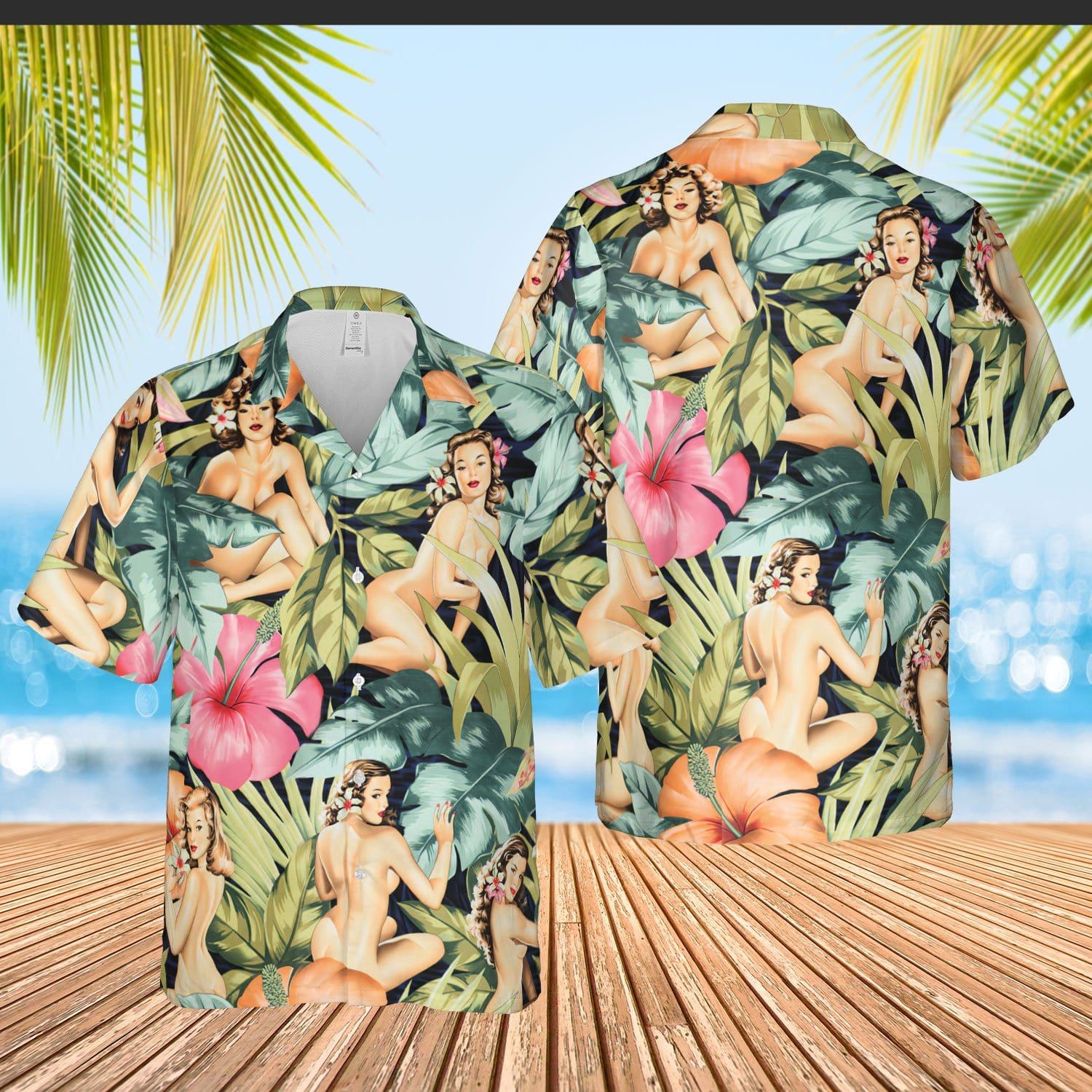 Sexy Lady Retro Hawaiian Shirts Kv