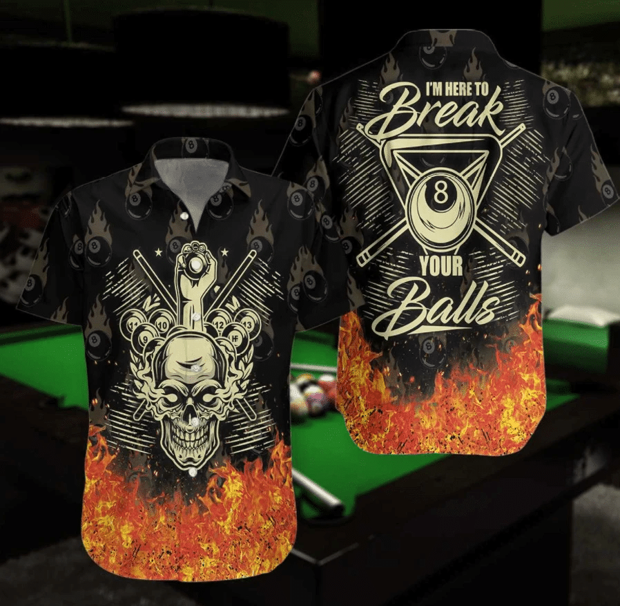 Skull Billiard To Break Your Balls Hawaiian Aloha Shirts V