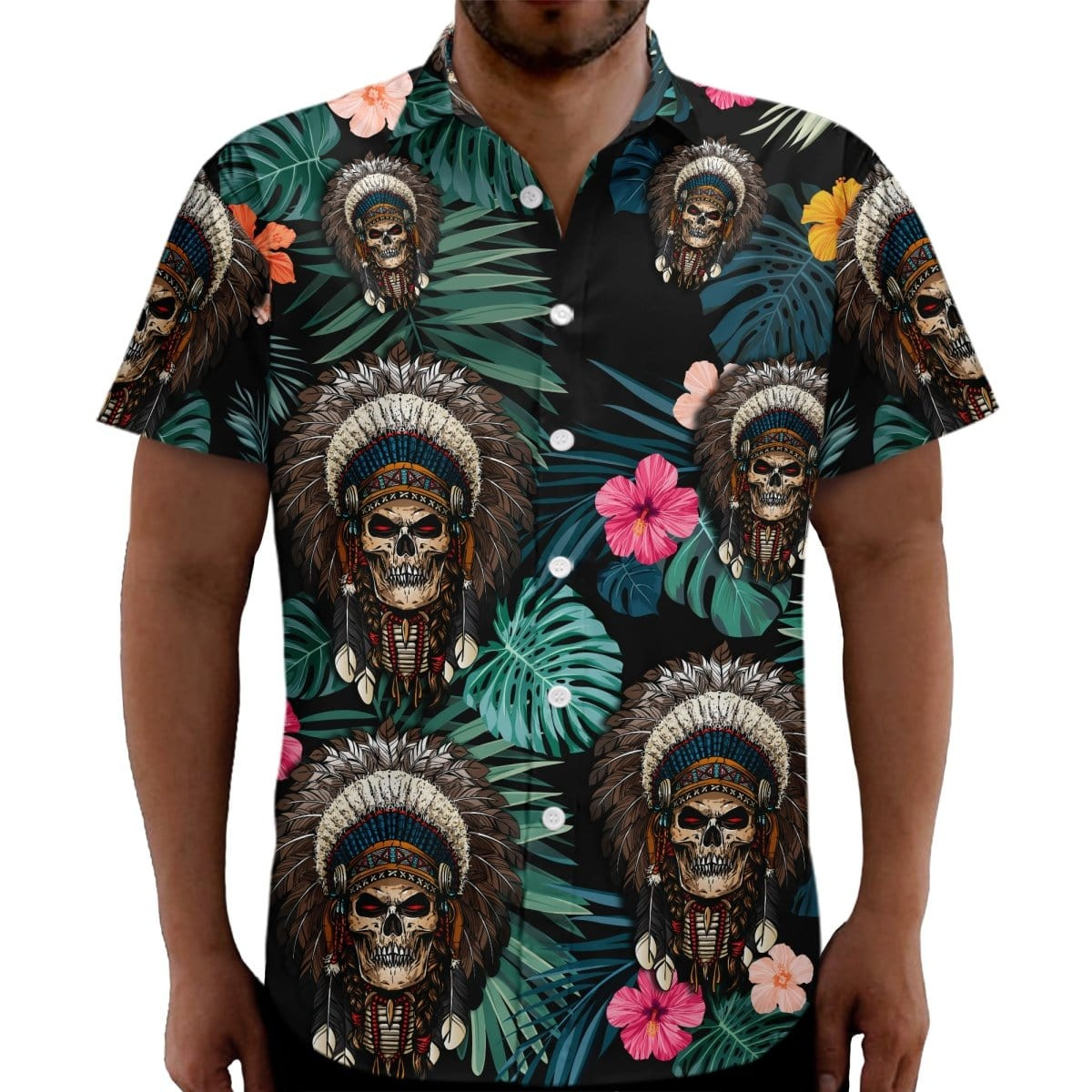 Skull Native Tropical Hawaiian Aloha Shirts Kv