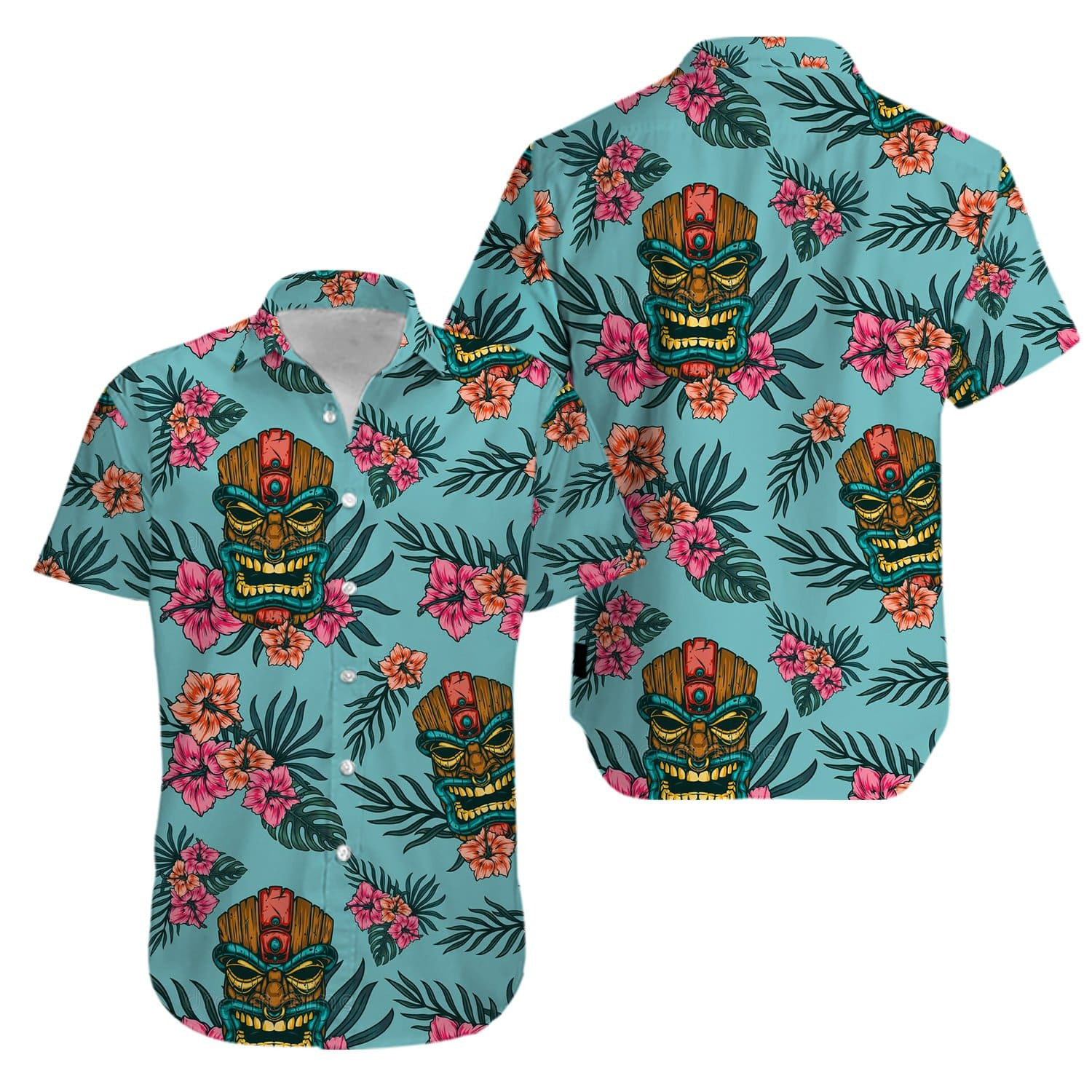 Tiki Tropical Seamless Vintage Aloha Hawaiian Shirts V