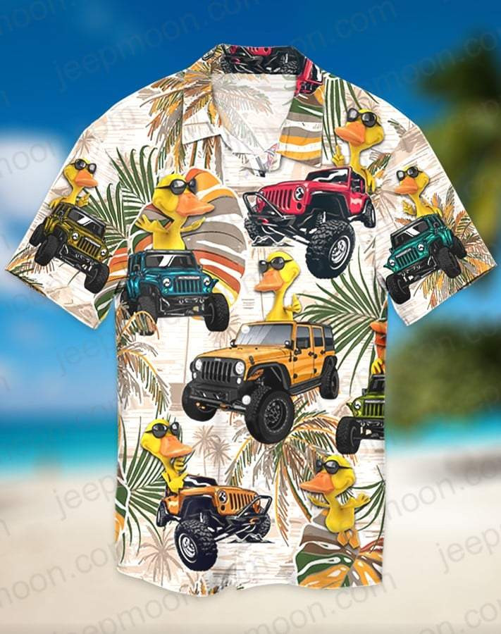 Tropical Jeep Duck Yellow Aloha Hawaiian Shirts Kv