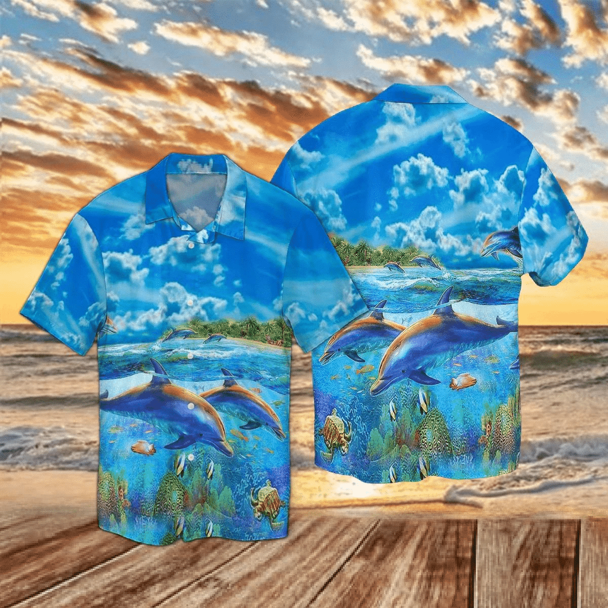 Two Dolphins Under The Sea Hawaiian Shirts Dh