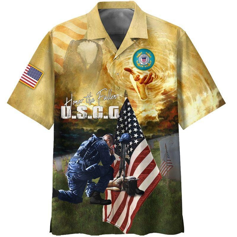 United States Coast Guard Veteran Honor The Fallen Aloha Hawaiian Shirts V