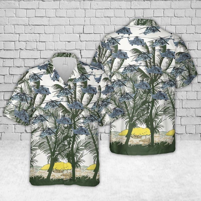 Us Air Force Sikorsky Mh-53 Pave Low Green White Palm Tree Unisex Hawaiian Shirts - Beach Shorts
