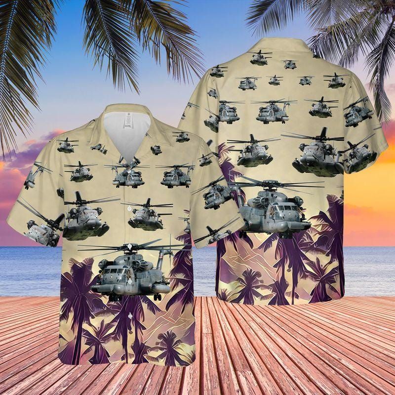 Us Air Force Sikorsky Mh-53 Pave Low Purple Palm Tree Unisex Hawaiian Shirts - Beach Shorts