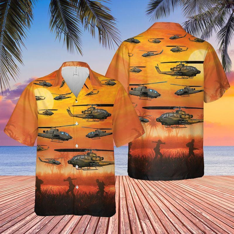 Us Army Ah-1F Cobra Unisex Hawaiian Shirts - Beach Shorts
