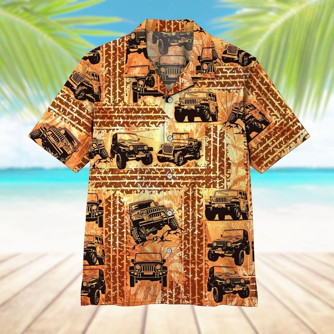 Vintage Jeep Tire Track Unisex Hawaiian Shirts
