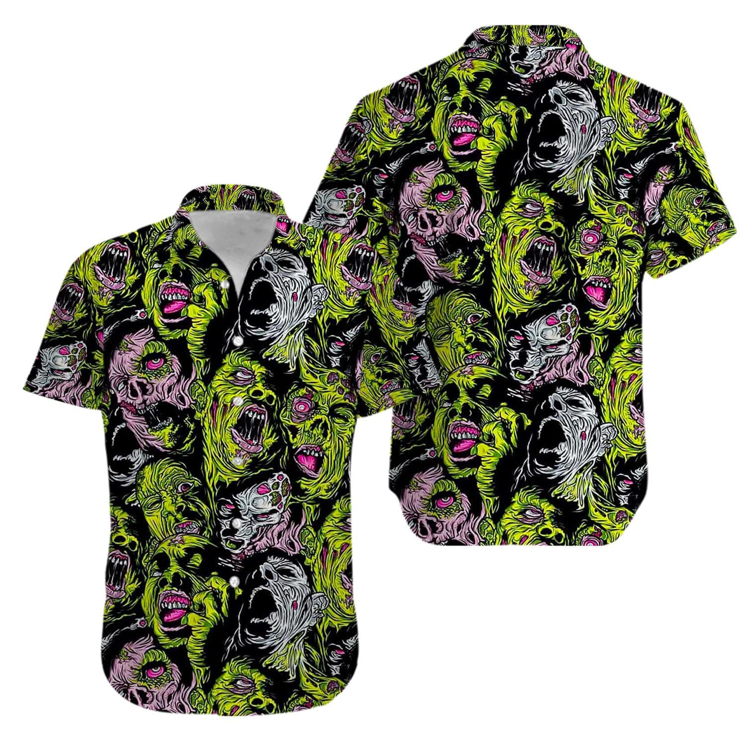 Zombies Green Hawaiian Aloha Shirts Kv