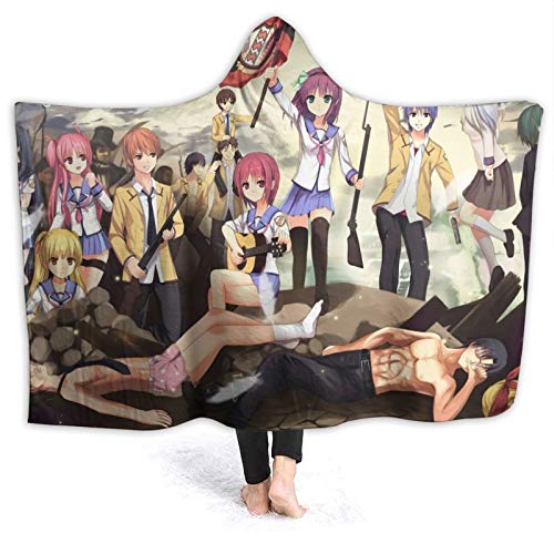 Anime Angel Beats Hooded Blanket - Fleece Flannel Warm Throw Blanket