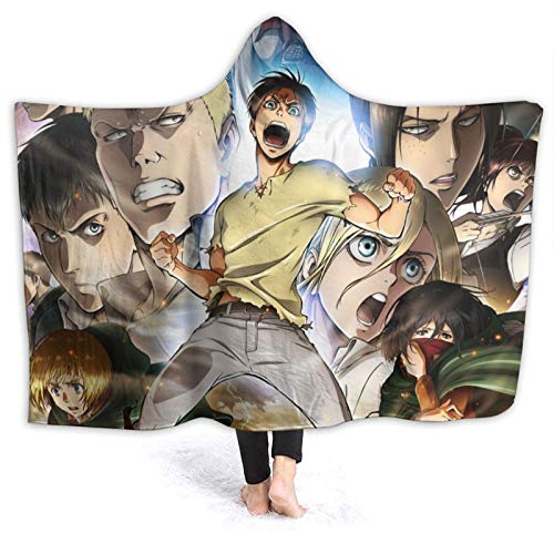 Anime Attack On Titan Fleece Flannel Hooded Blankets - Sofa Nap Travel Blanket