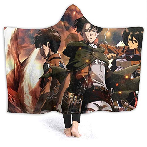 Anime Attack On Titan Hooded Blanket - Wearable Soft Throw Blanket