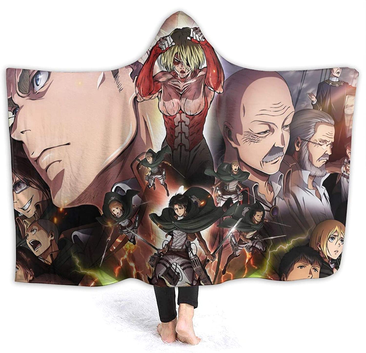 Anime Attack on Titan Hooded Blanket - Fleece Flannel Warm Throw Blanket