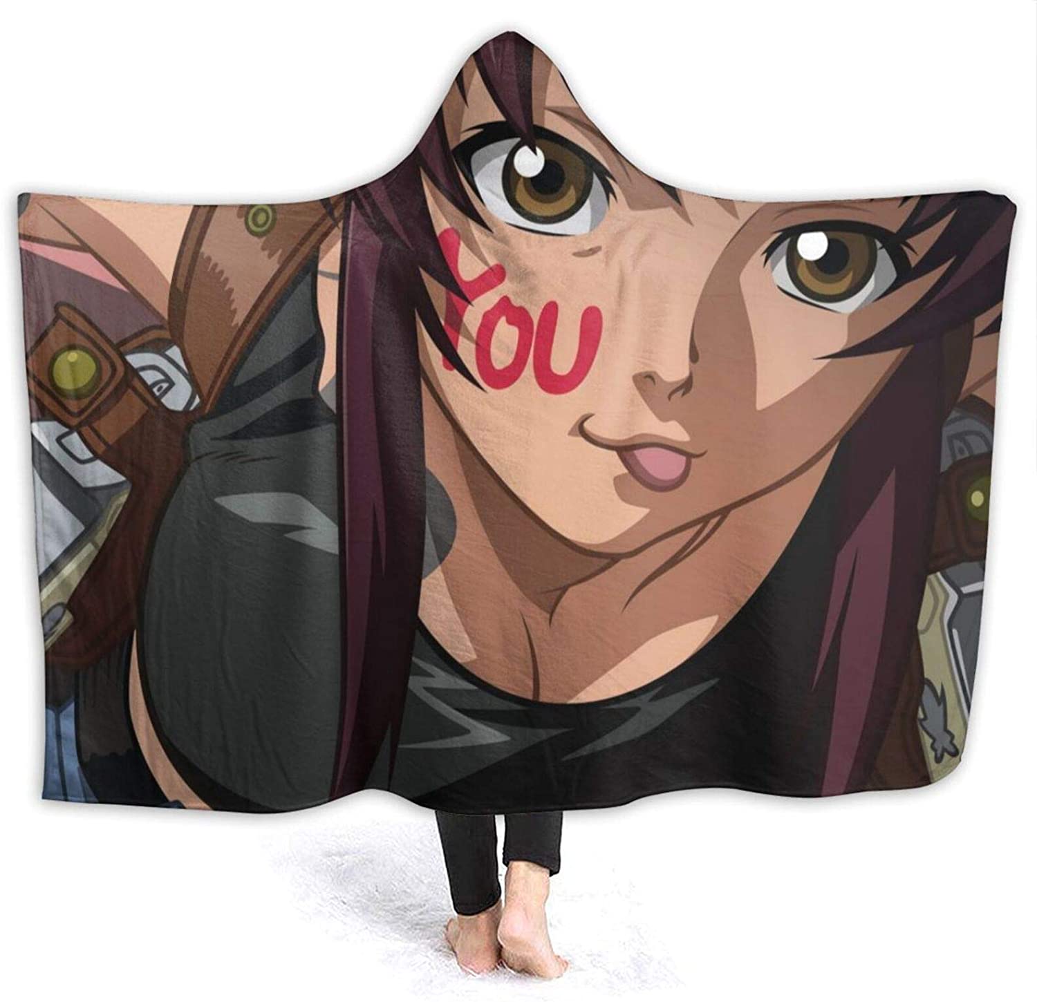 Anime Black Lagoon Flannel Warm Throw Hooded Blanket