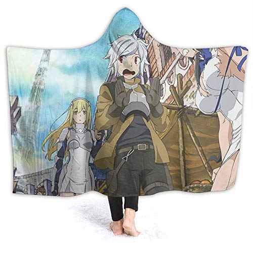 Anime Danmachi Fleece Flannel Hooded Blankets