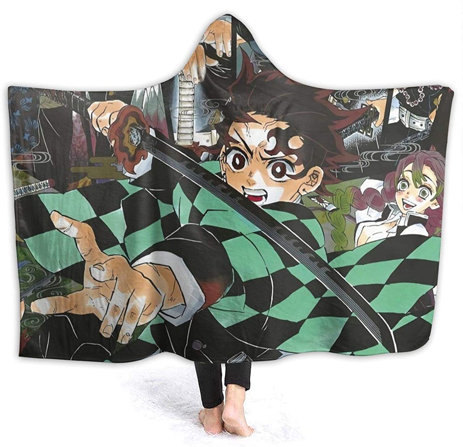 Anime Demon Slayer Fleece Blanket - Flannel Hooded Blanket