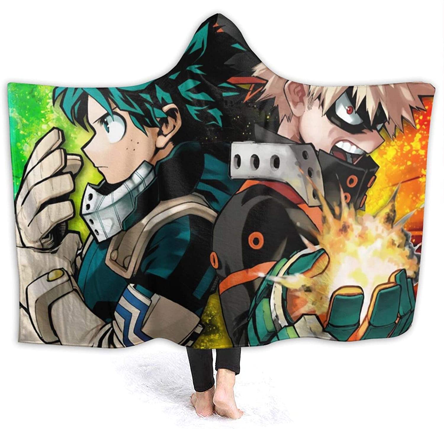 Anime My Hero Academia Fleece Hooded Blanket - Printed Flannel Blanket