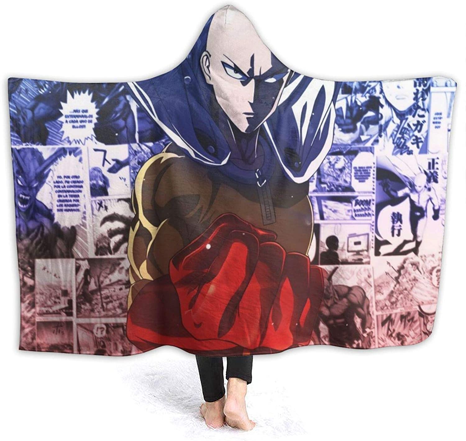 Anime One Punch Man Hooded Blanket - Anti-Wrinkle Flannel Hooded Cloak