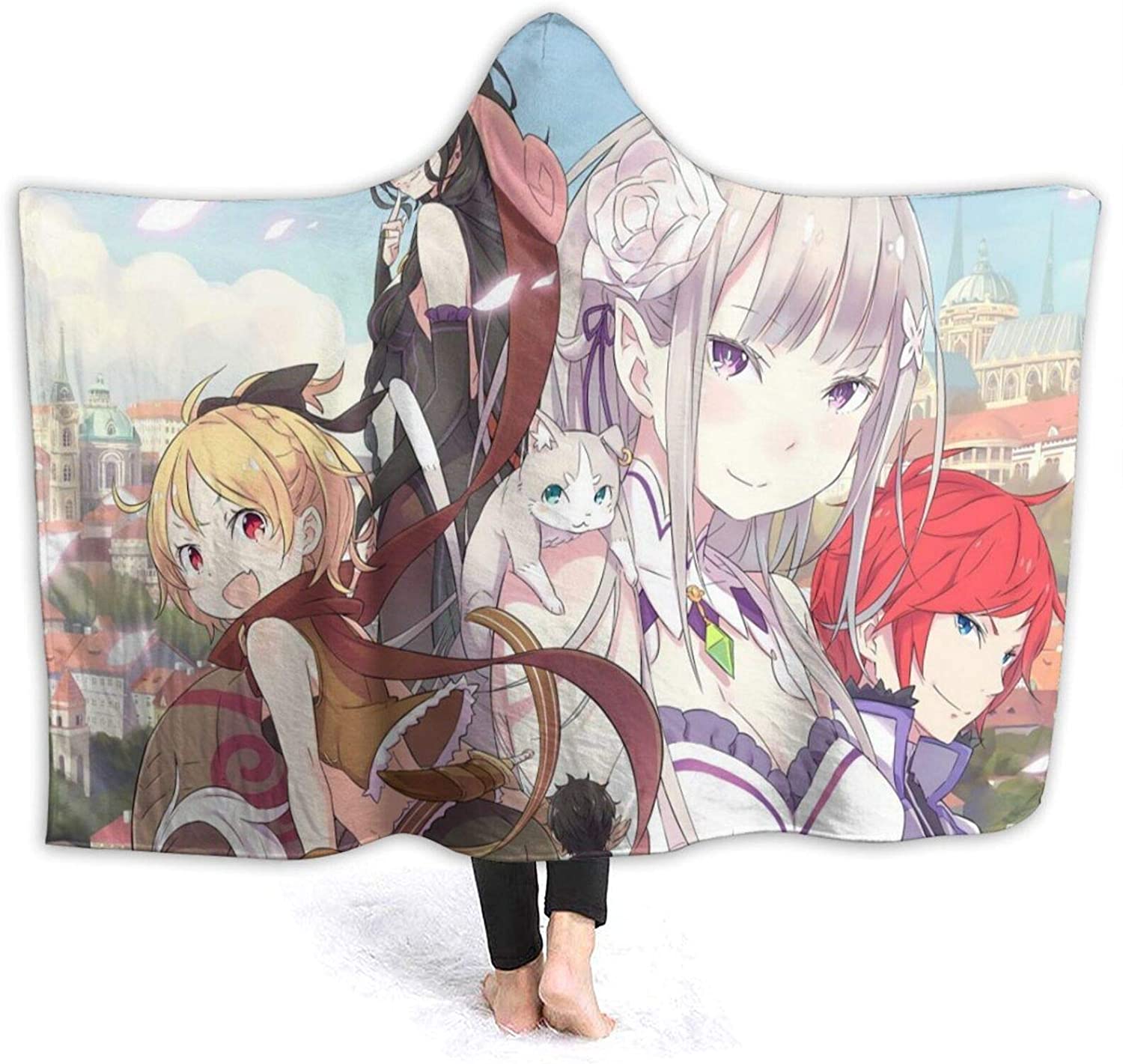 Anime Re Zero Fleece Flannel Hooded Blanket