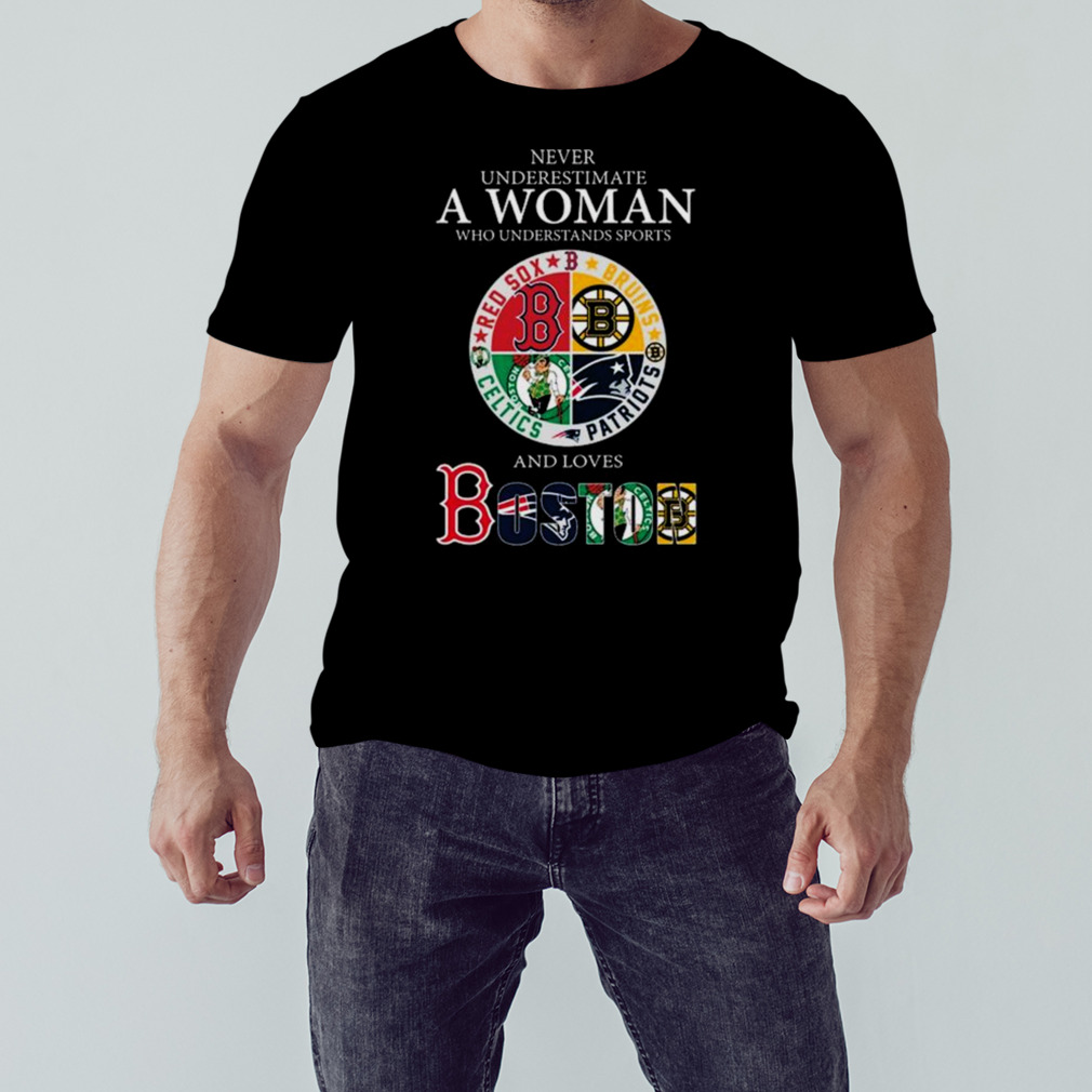 Never Underestimate A Woman Who Understands Sports And Loves Boston shirt