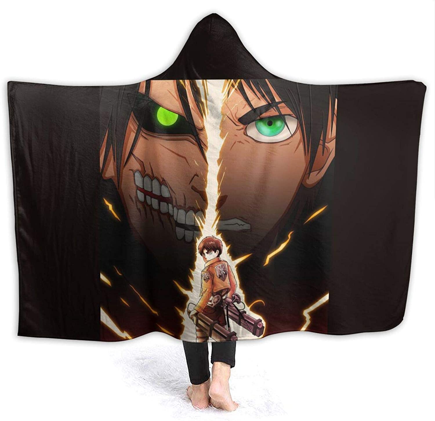 Attack On Titan Printed Blanket - Throw Wearable Hooded Blanket