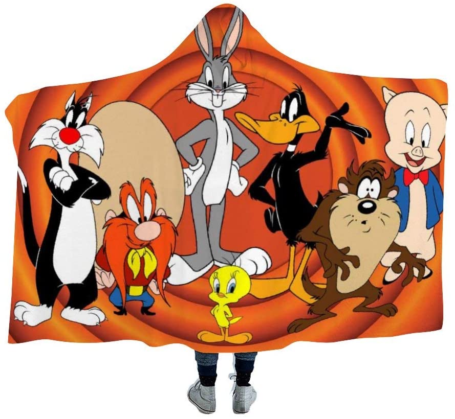Bugs Bunny Daffy Duck Porky Pig TweetyBird Arctic Velvet Wearable Throw Hooded Blankets