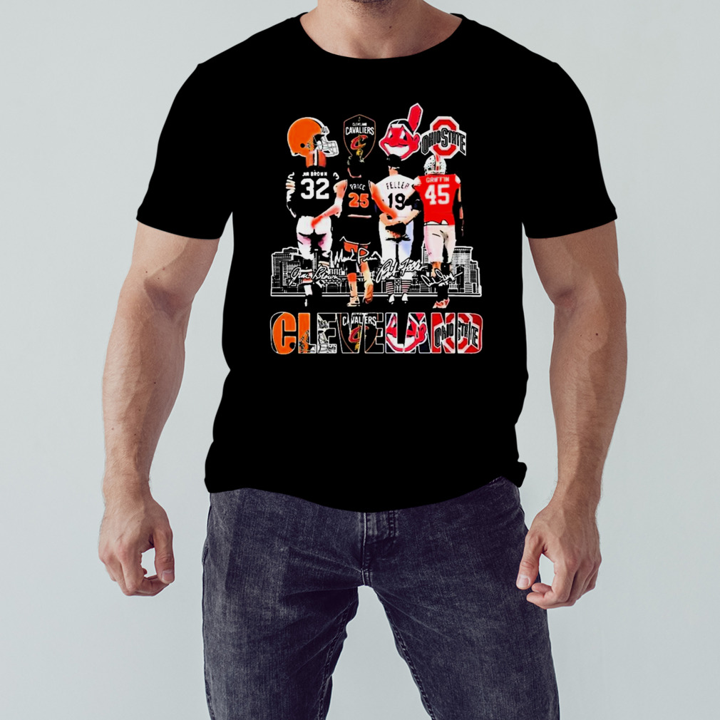 Cleveland And Champions 2023 With Signatures Browns X Cincinnati X Cavaliers X Ohio State Shirt