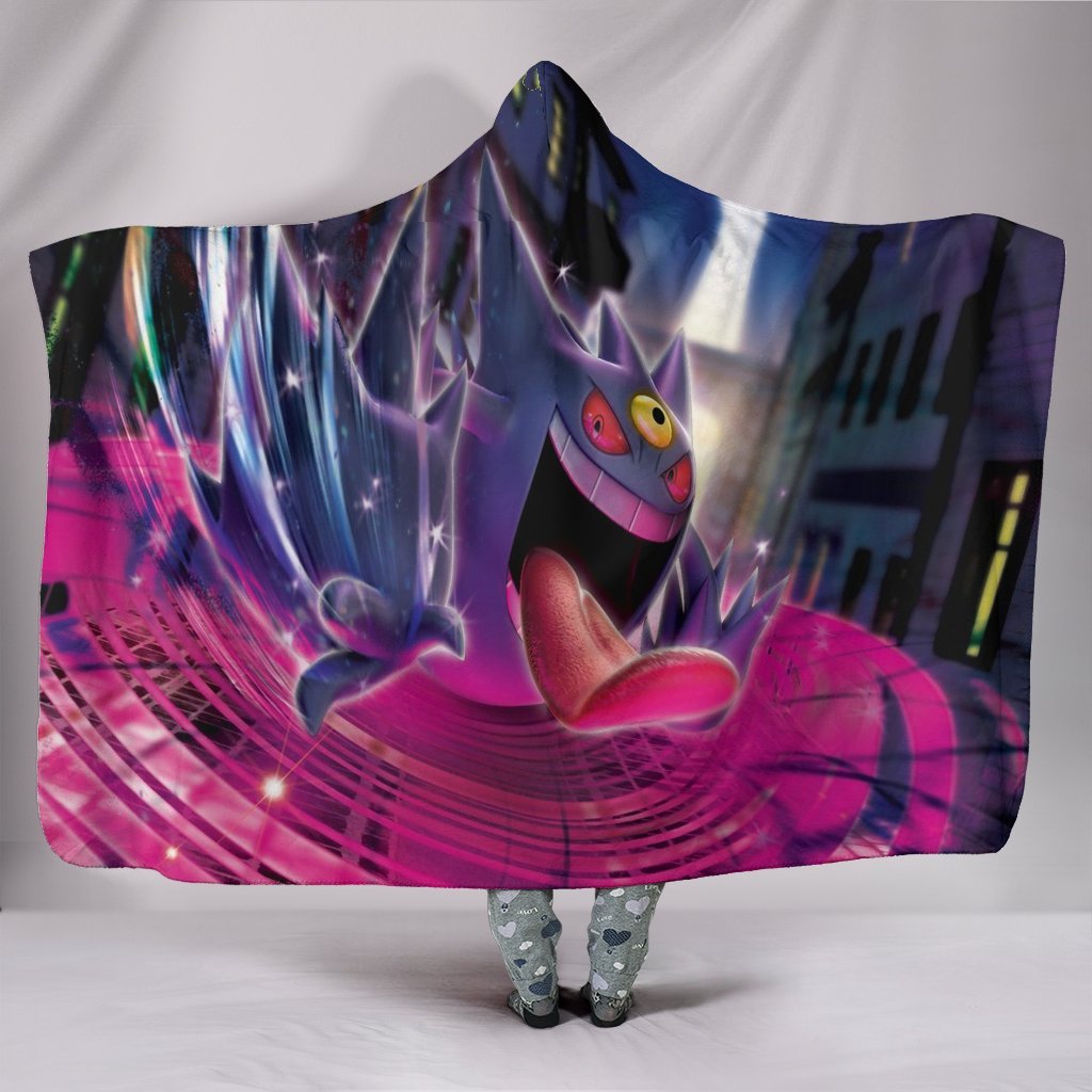 Digimon Pokemon Hooded Blanket - Mega Gengar Black Blanket