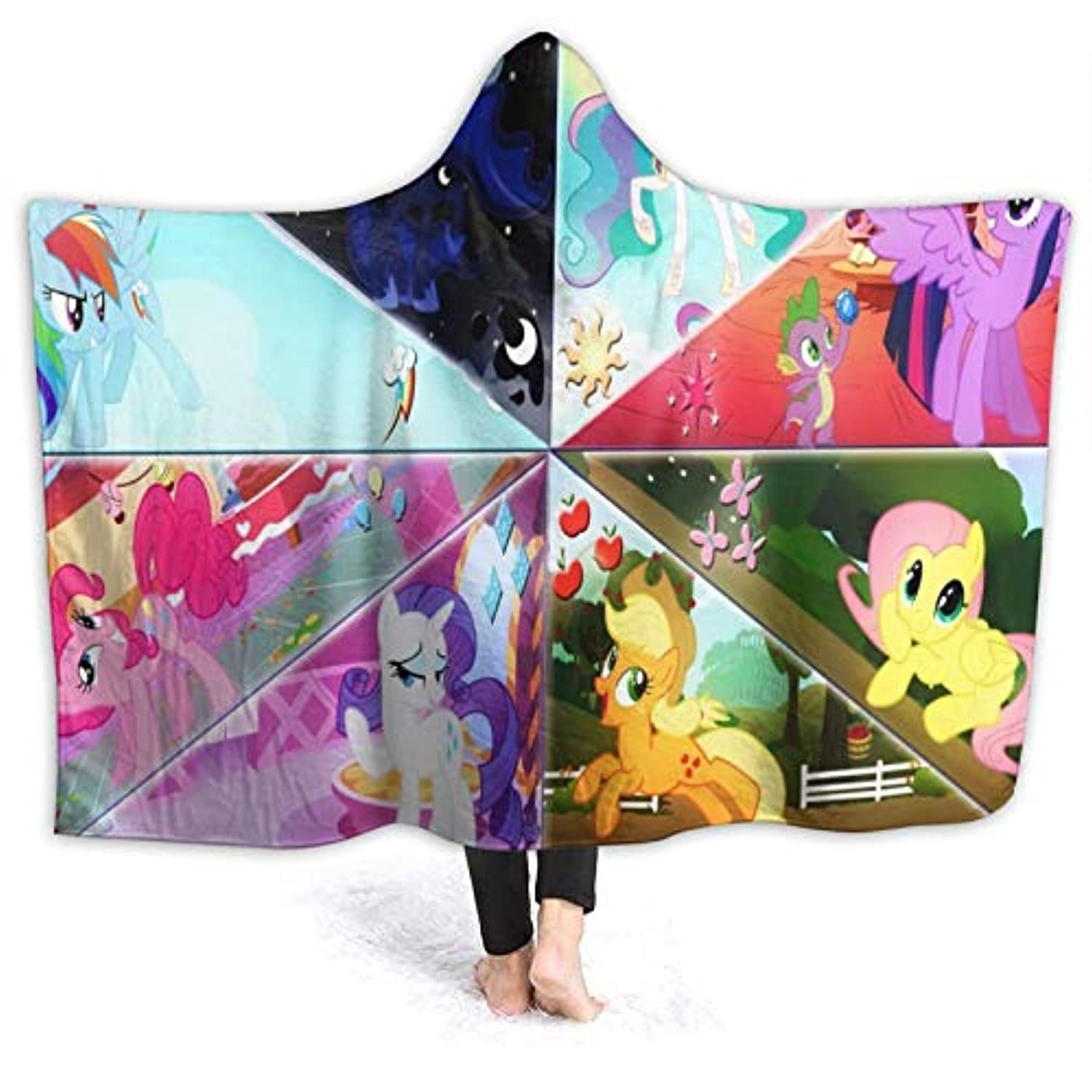 My Little Pony Hooded Blanket - 3D Print Fleece Wearable Hooded Blanket for Kids Teens Adults