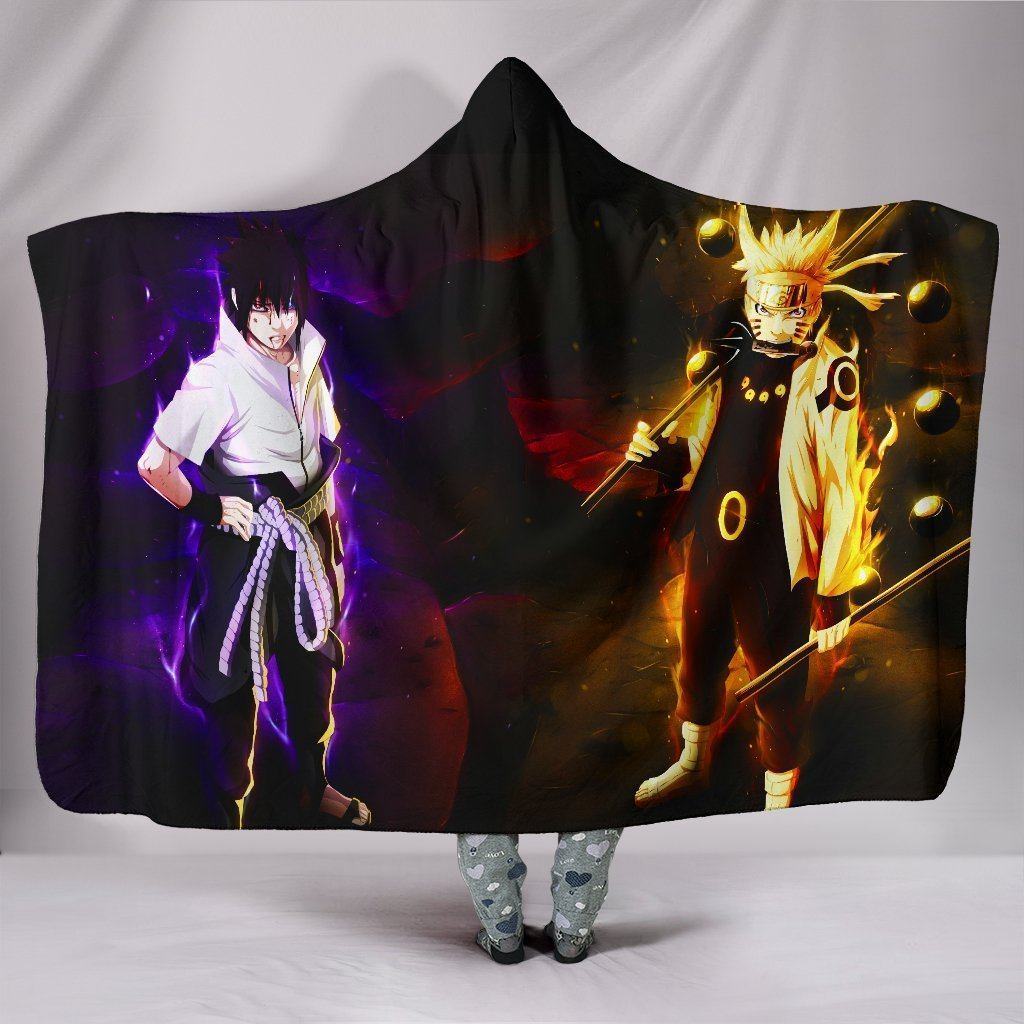 Naruto Hooded Blankets - Naruto and Sasuke Anime Series Super Cool Hooded Blanket