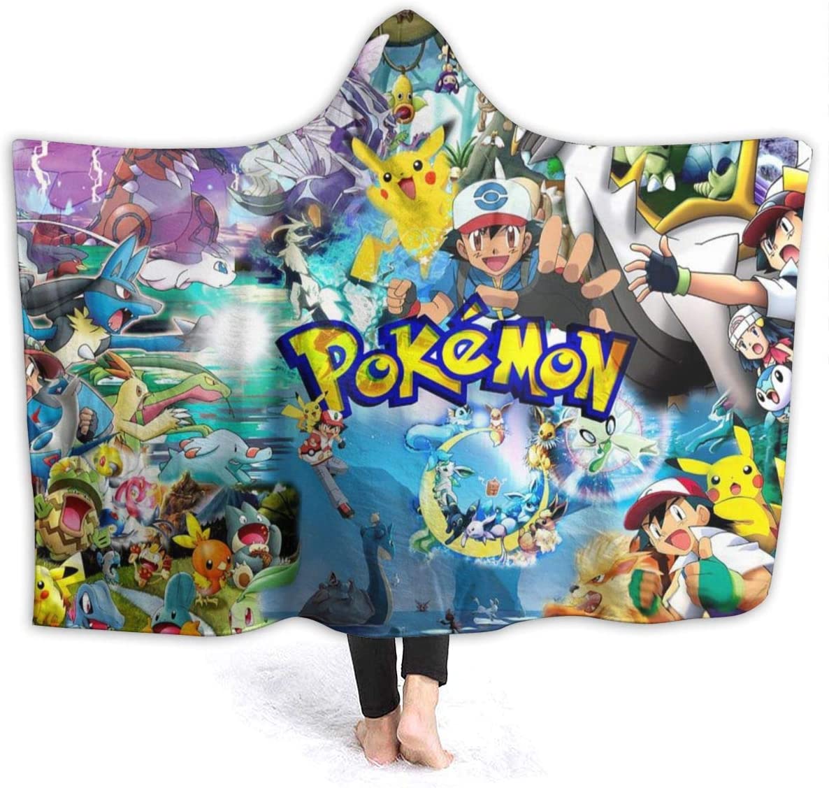 Pokemon Anti-Pilling Hooded Blankets - Anime Fleece Throw Blankets Cloak