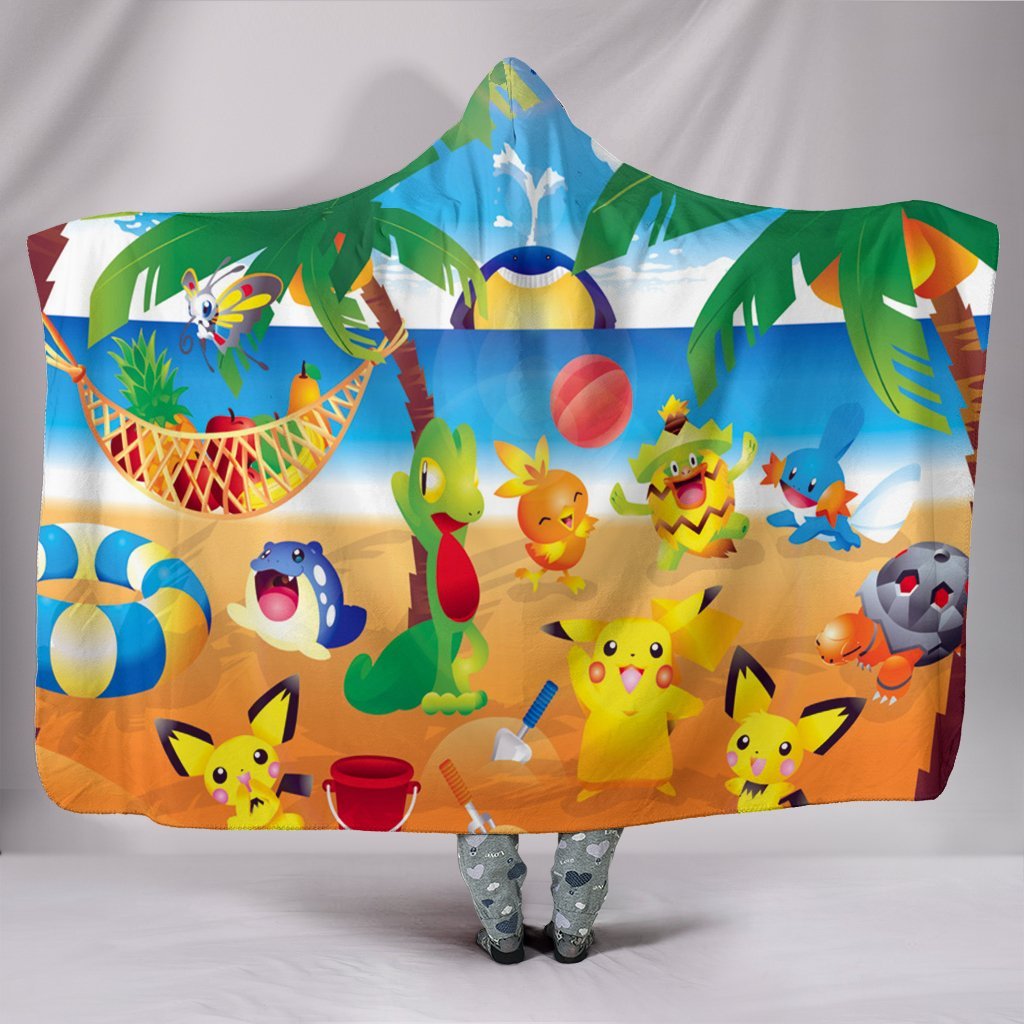 Pokemon At The Beach Blue Blanket