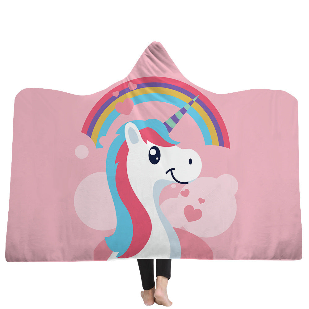 Unicorn Hooded Blankets - Unicorn Series Unicorn Anime Rainbow Fleece Hooded Blanket
