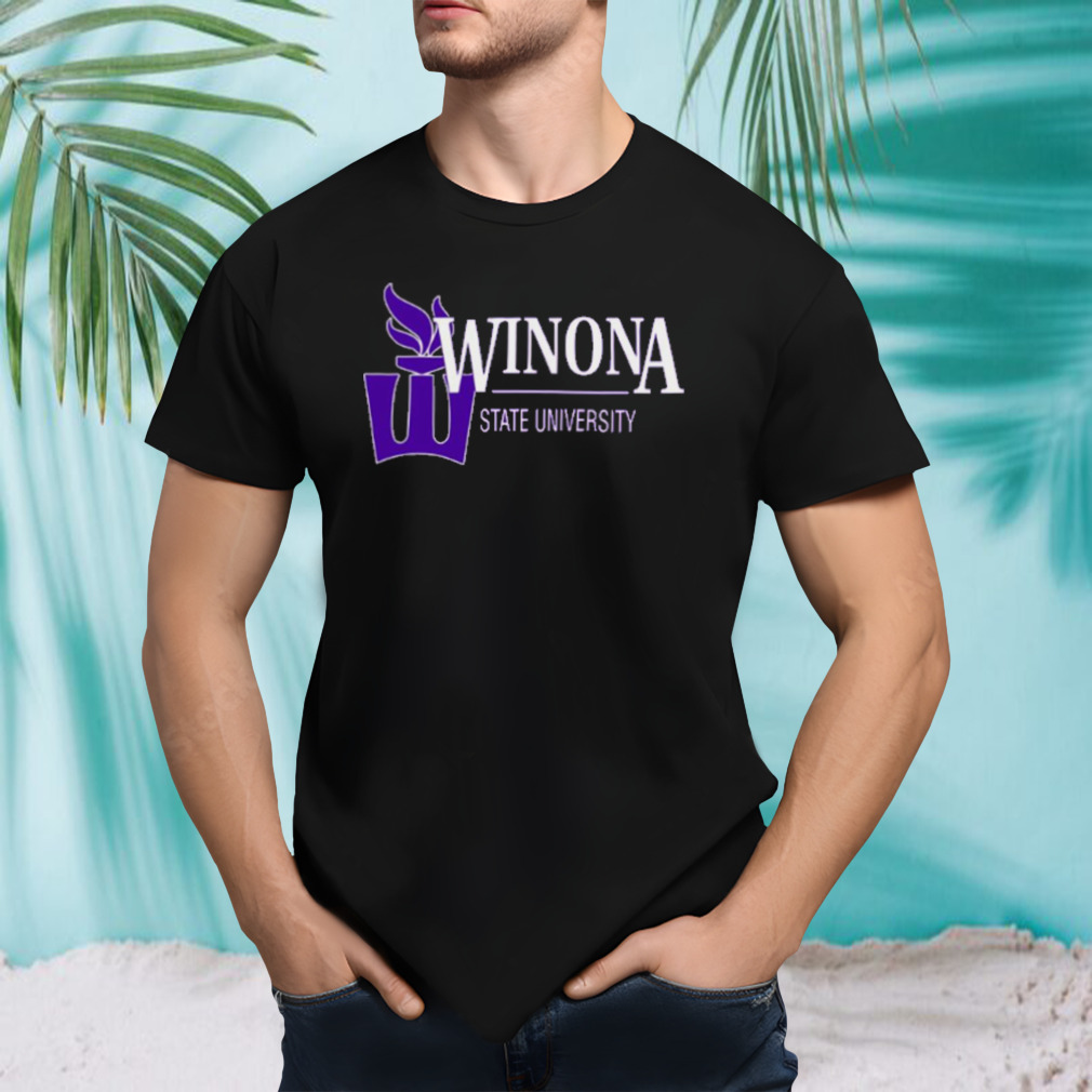 Purple Logo Winona State University shirt