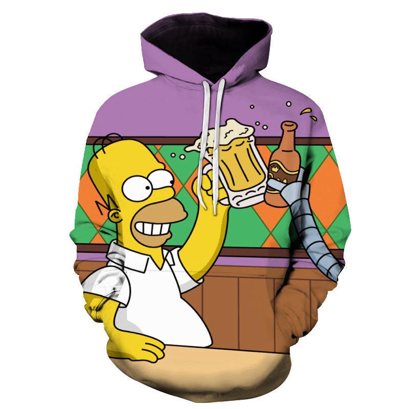 3D Cartoon Printing Hoodies - Homer Simpson And His Son Sweatshirt