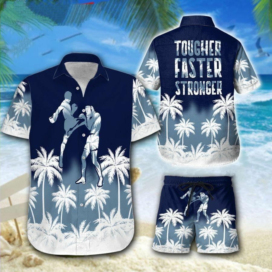 Hawaiian Aloha Shirts - Beach Shorts Kick Boxing Stronger