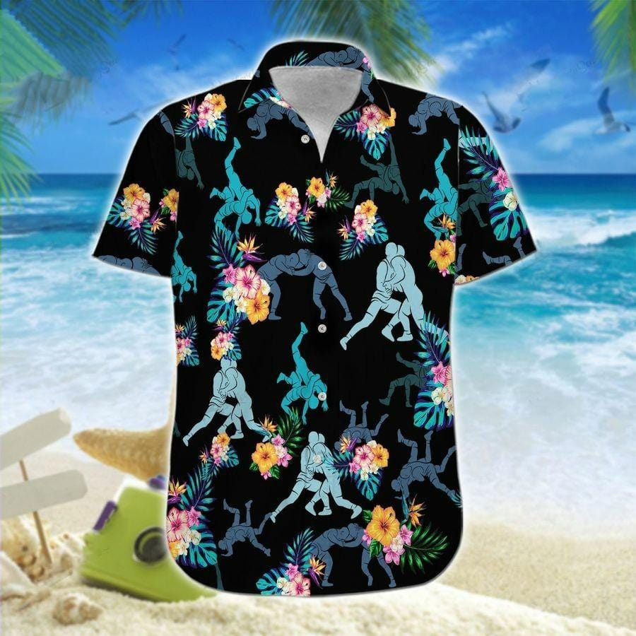 Hawaiian Aloha Shirts Barrel Wrestling Floral Hawaii