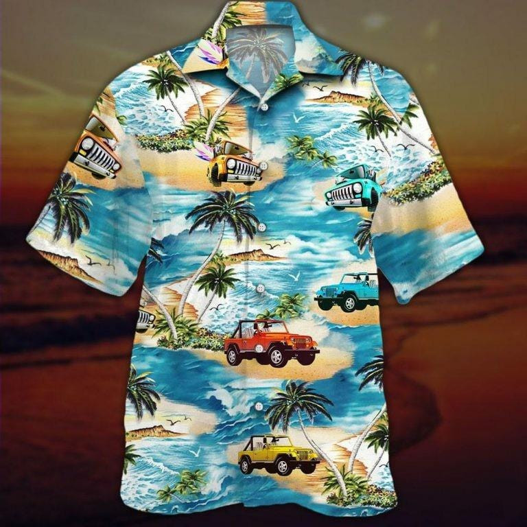 Hawaiian Aloha Shirts Beach And Jeeps Hawaii