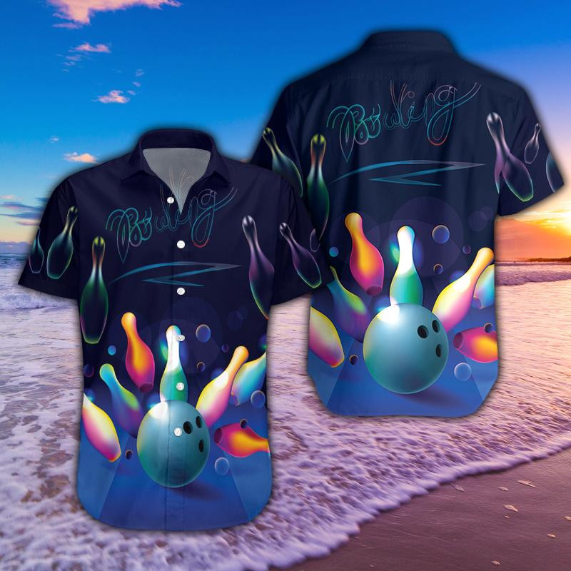 Hawaiian Aloha Shirts Bowling Glowing Neon 260421L