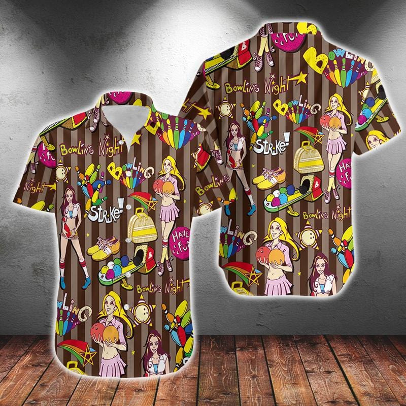 Hawaiian Aloha Shirts Bowling Night Strike 1004Dh
