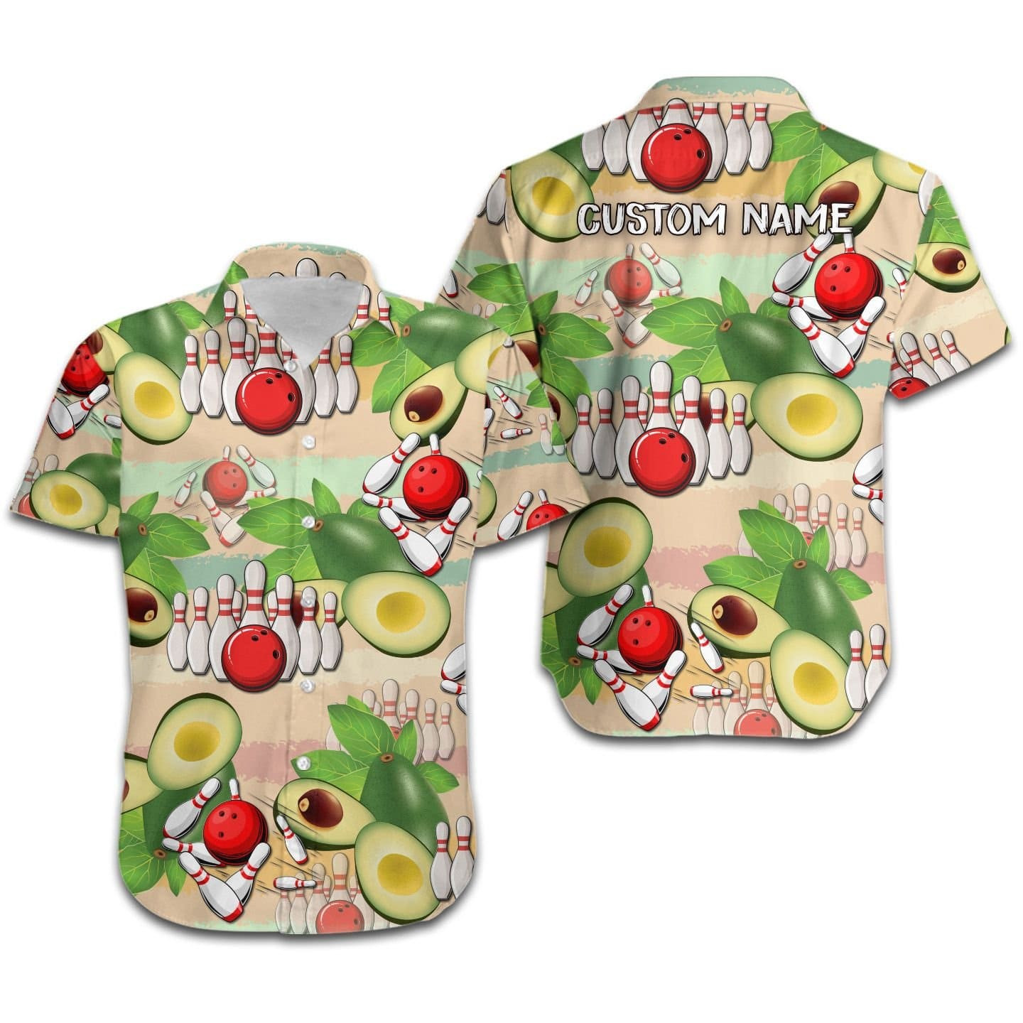 Hawaiian Aloha Shirts Bowling Tropical Avocado Custom Name