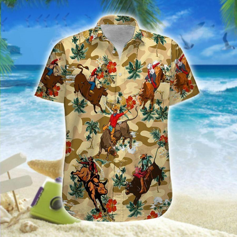 Hawaiian Aloha Shirts Bull Riding Colorful