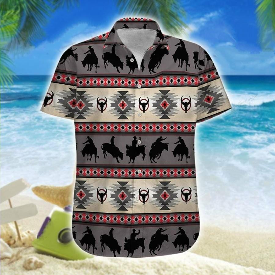 Hawaiian Aloha Shirts Bull Riding Native