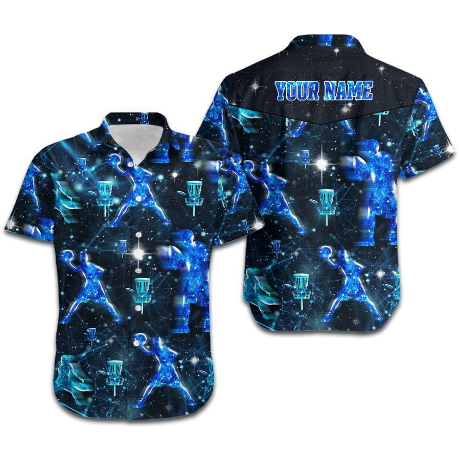 Hawaiian Aloha Shirts Disc Golf Line Connection Night Custom Name