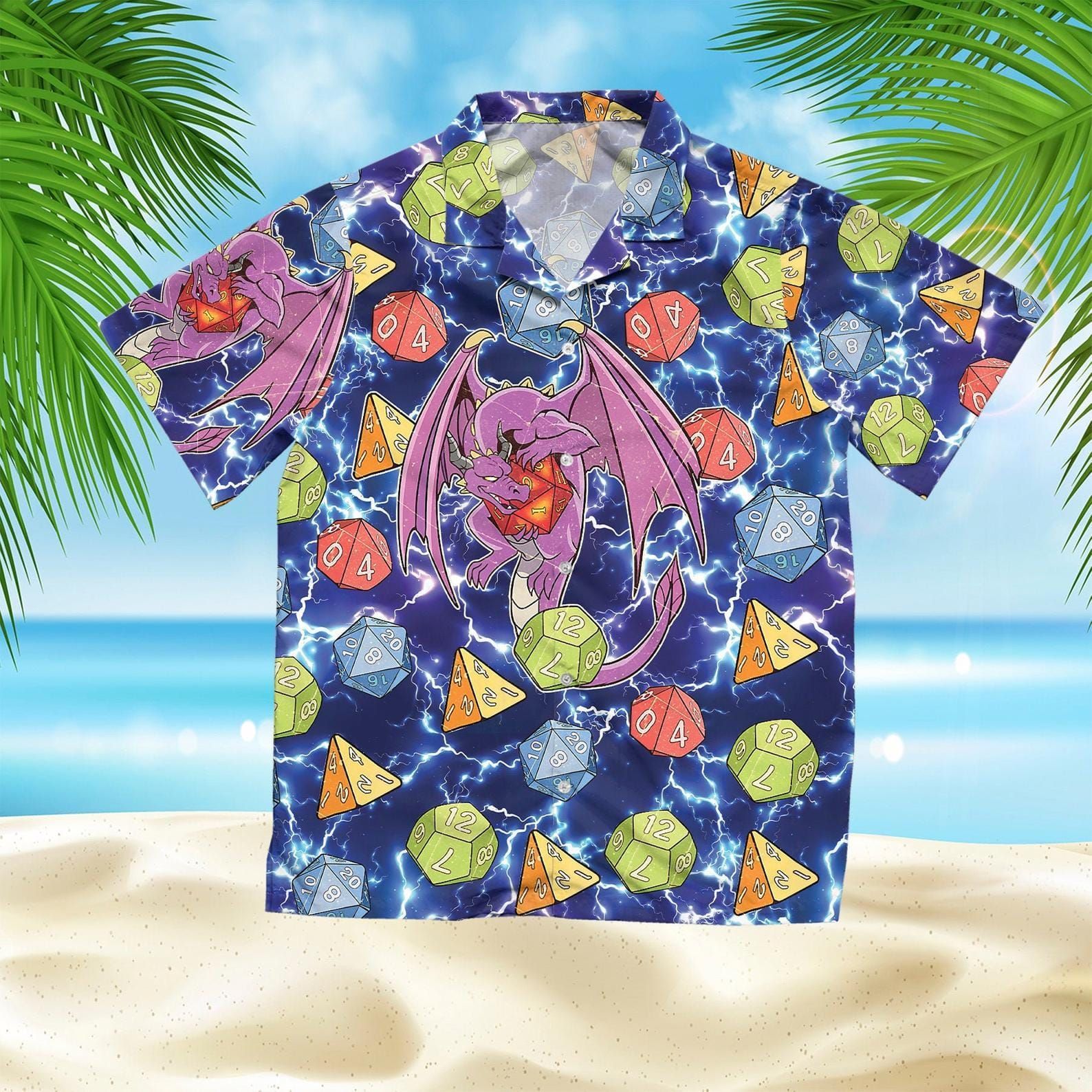 Hawaiian Aloha Shirts Dragon And Dice Pattern