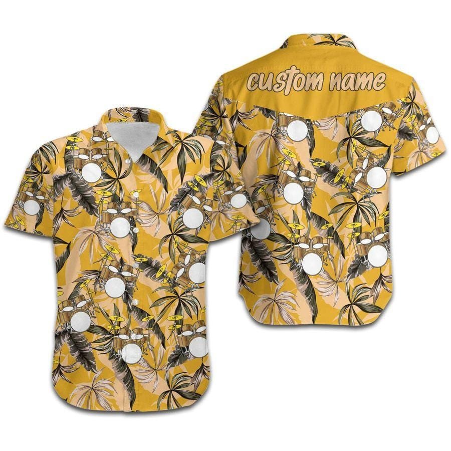 Hawaiian Aloha Shirts Drums Retro Vintage Custom Name