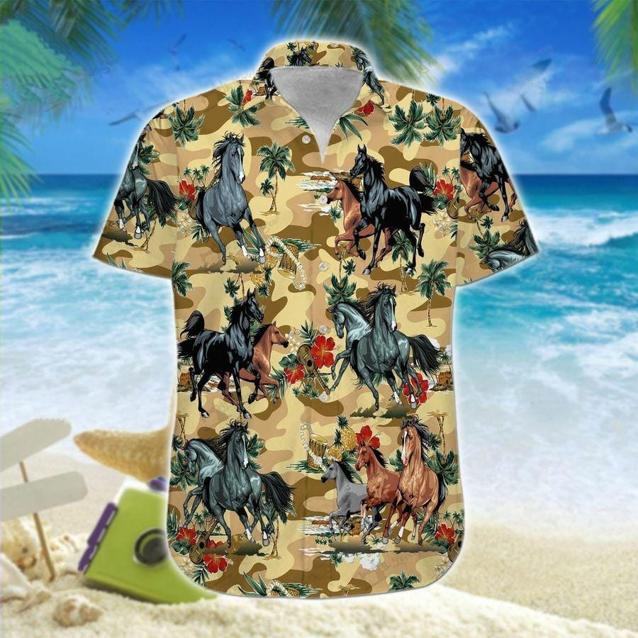 Hawaiian Aloha Shirts Horse Colorful