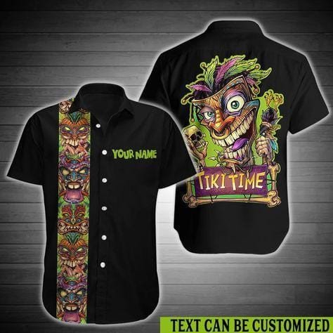 Hawaiian Aloha Shirts Its Tiki Time Custom Name