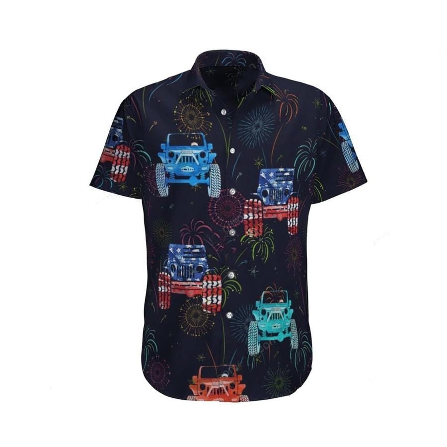 Hawaiian Aloha Shirts Jeep Fireworks Art