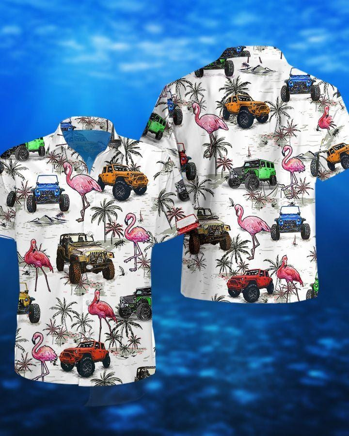 Hawaiian Aloha Shirts Jeep Flamingo Ocean