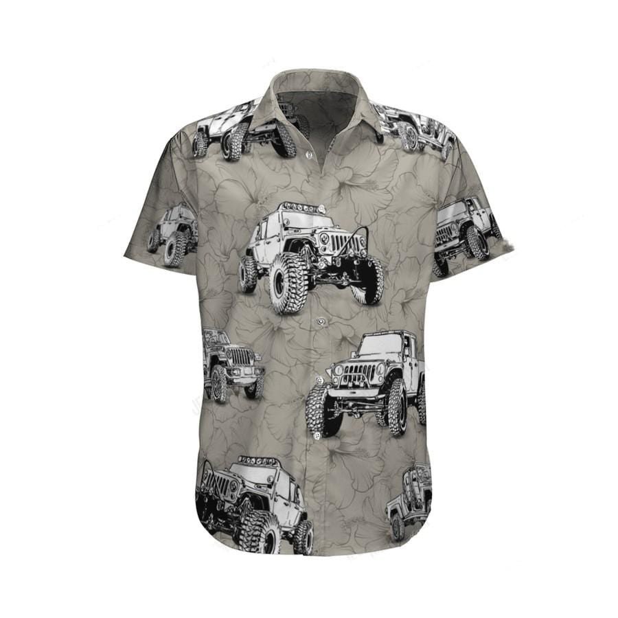 Hawaiian Aloha Shirts Jeep Hibiscus Handrawn